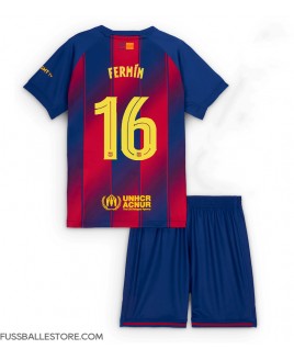 Günstige Barcelona Fermin Lopez #16 Heimtrikotsatz Kinder 2025-26 Kurzarm (+ Kurze Hosen)